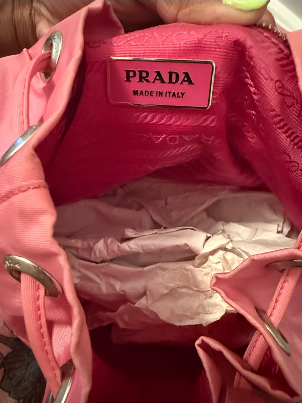 Prada Coral Pink Nylon Backpack with Front Buckle Pockets - Picture 7 of 7